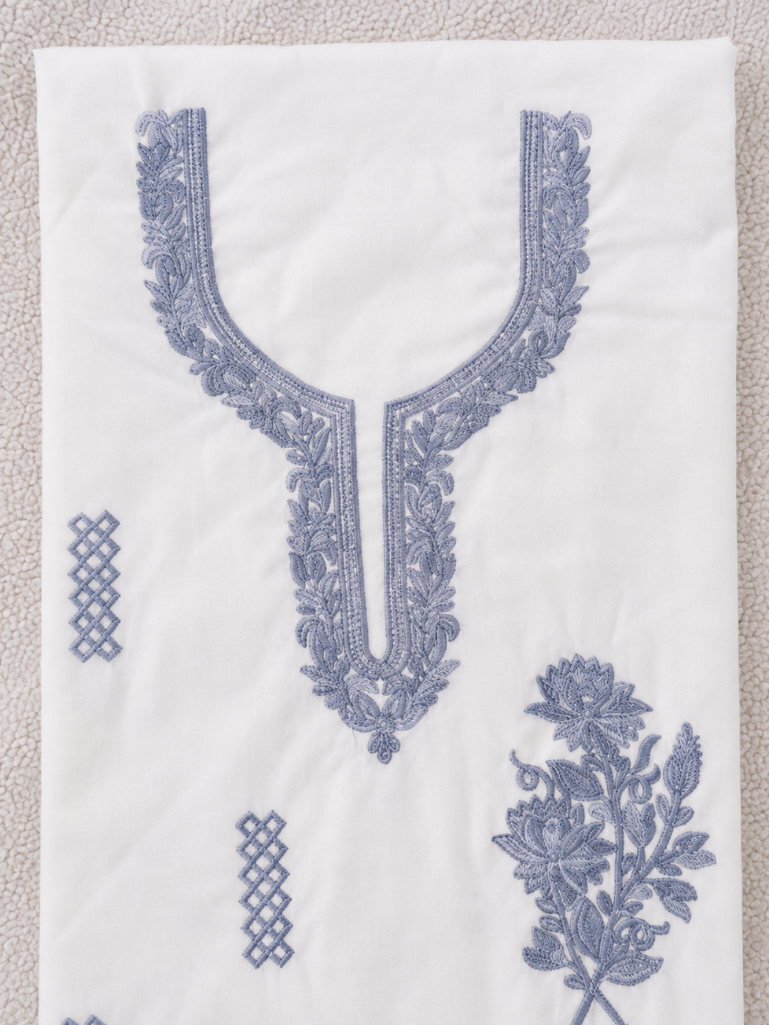 Gul Kashmiri Aari 2 Piece Unstitched Suit | Light Gray