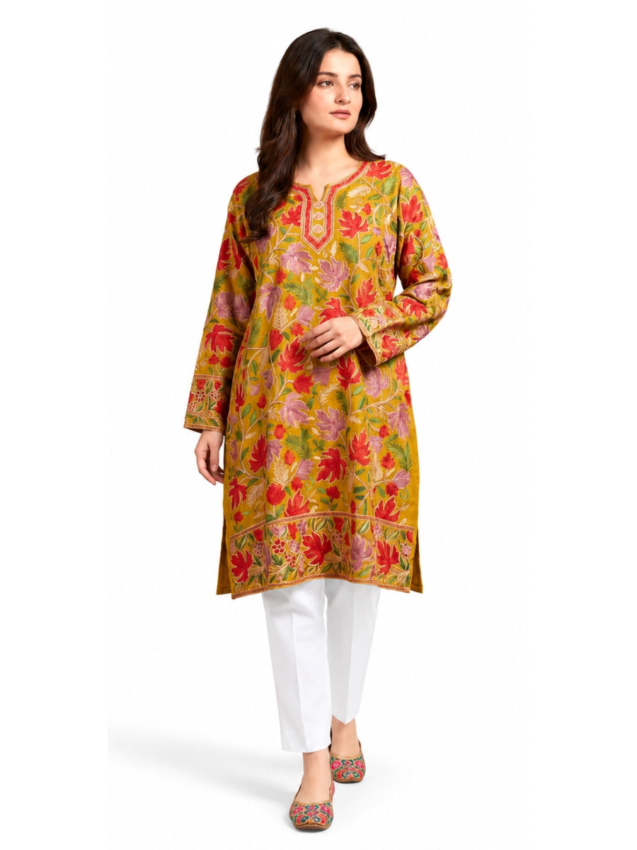 Noor : chinar embroidery summer kurti | Gold