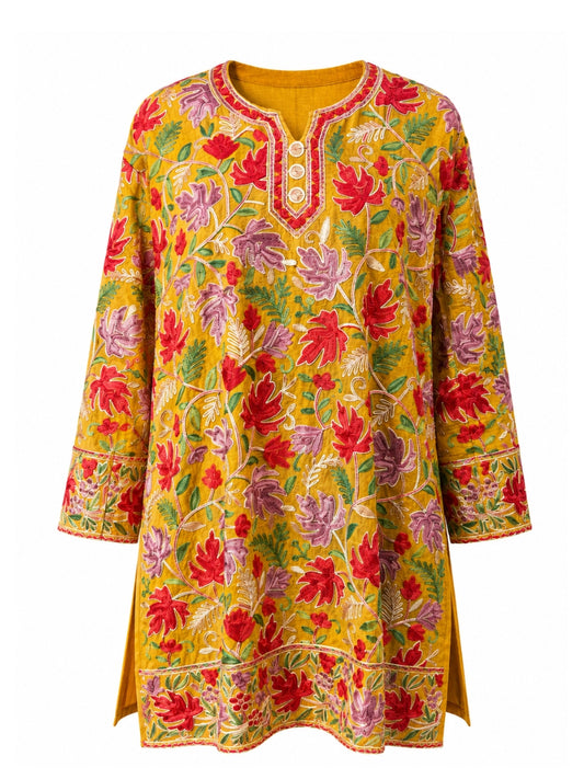 Noor : chinar embroidery summer kurti | Gold