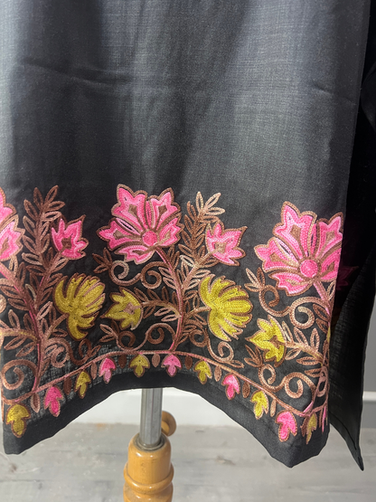 Noor : Kashmiri Aari embroidery summer Co-Ord Set | Ebony