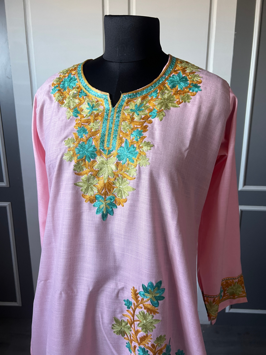 Kashmir Aari cotton Co-Ord Set | Pink