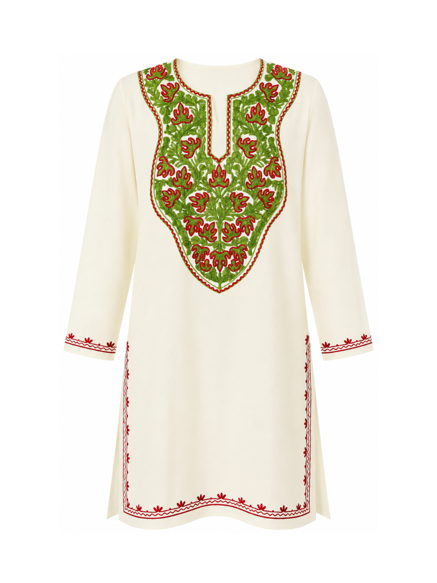 Noor : Aari embroidery summer kurti | Light Gray
