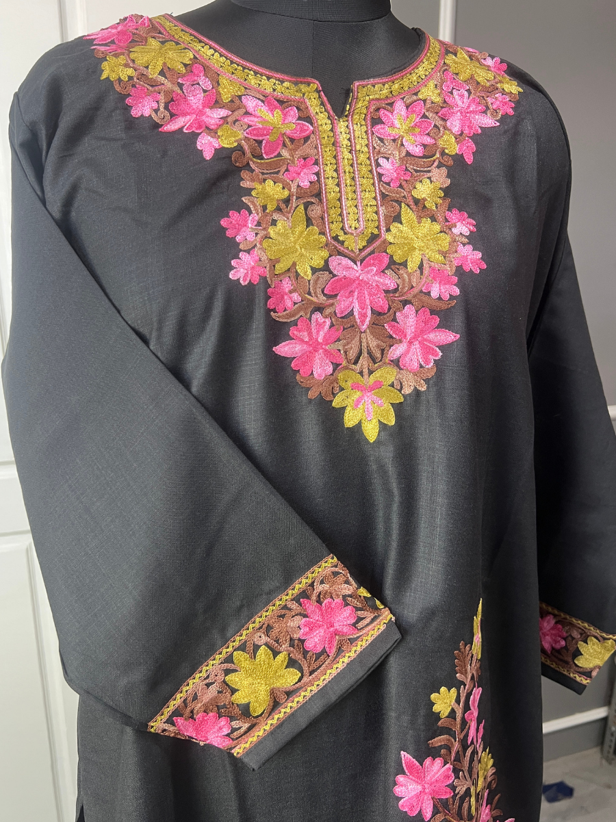 Noor : Kashmiri Aari embroidery summer Co-Ord Set | Ebony