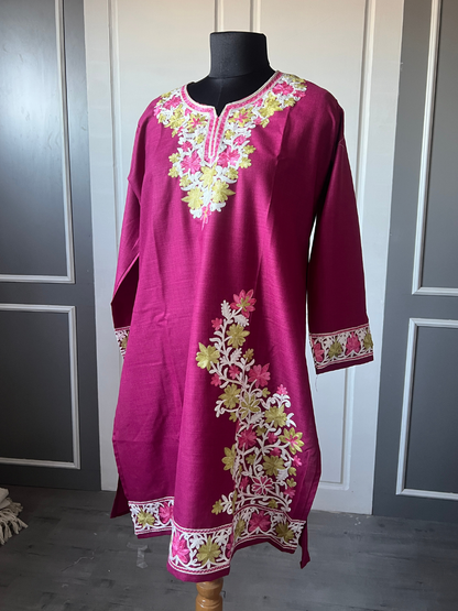 Kashmir Aari cotton Co-Ord Set | Plum