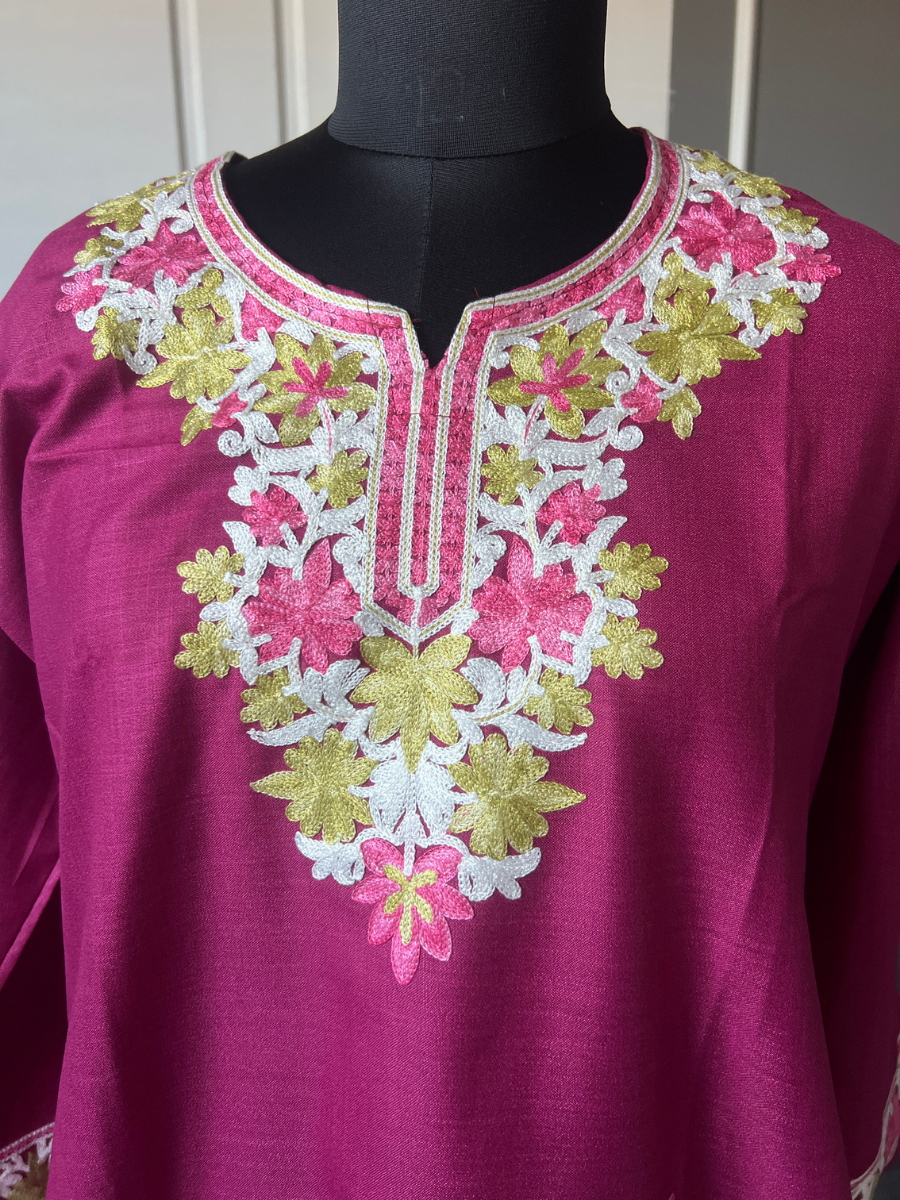 Kashmir Aari cotton Co-Ord Set | Plum