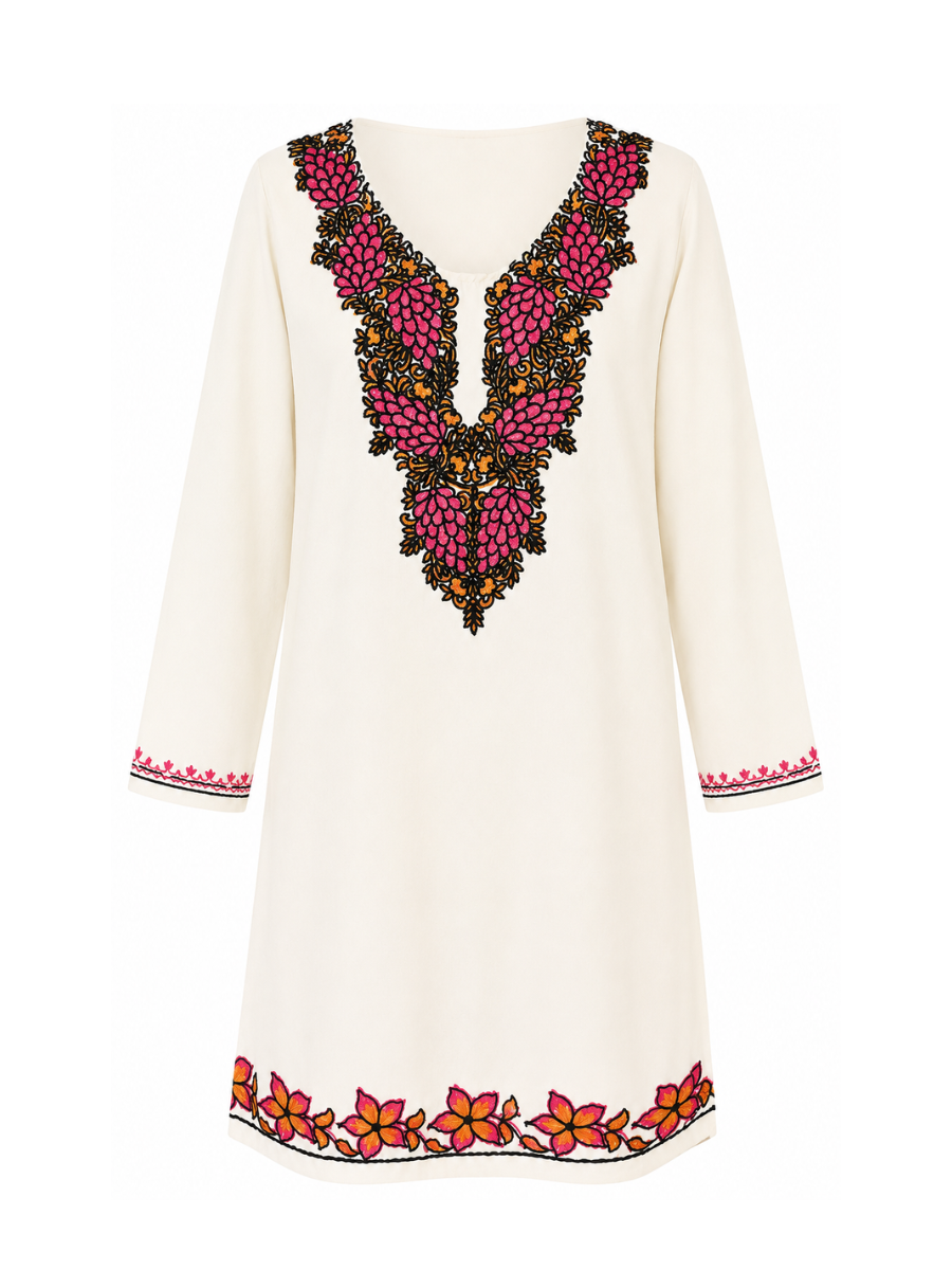 Noor : Aari embroidery summer kurti | Light Gray