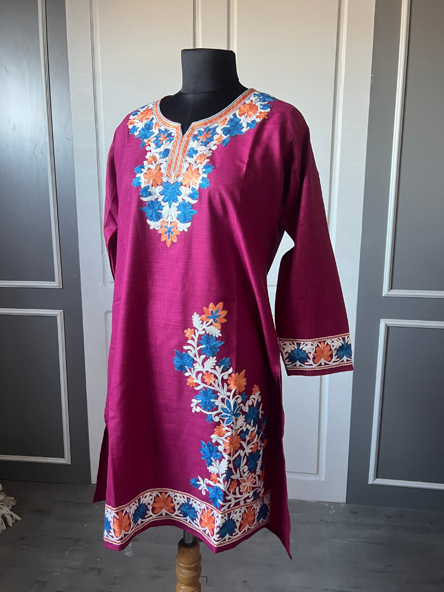 Kashmir Aari cotton Co-Ord Set | Plum