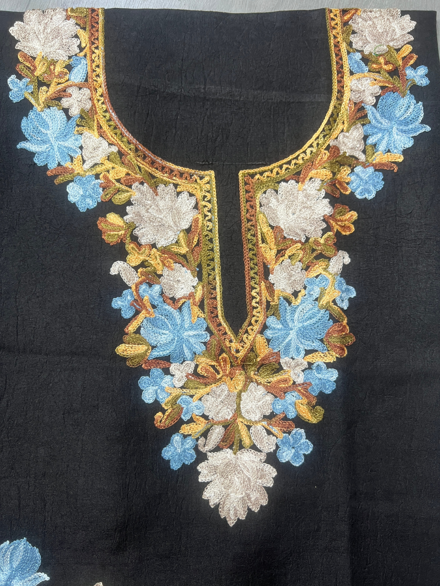 Gul Kashmiri Aari 2 Piece Unstitched Suit  |  Ebony