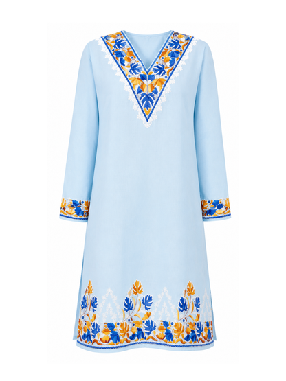 Noor : Kashmiri Aari embroidery summer Co-Ord Set | Aqua