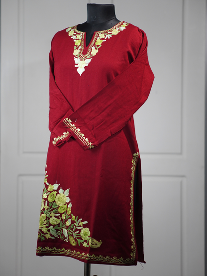 Gulposh Pheran Maroon Cord Set