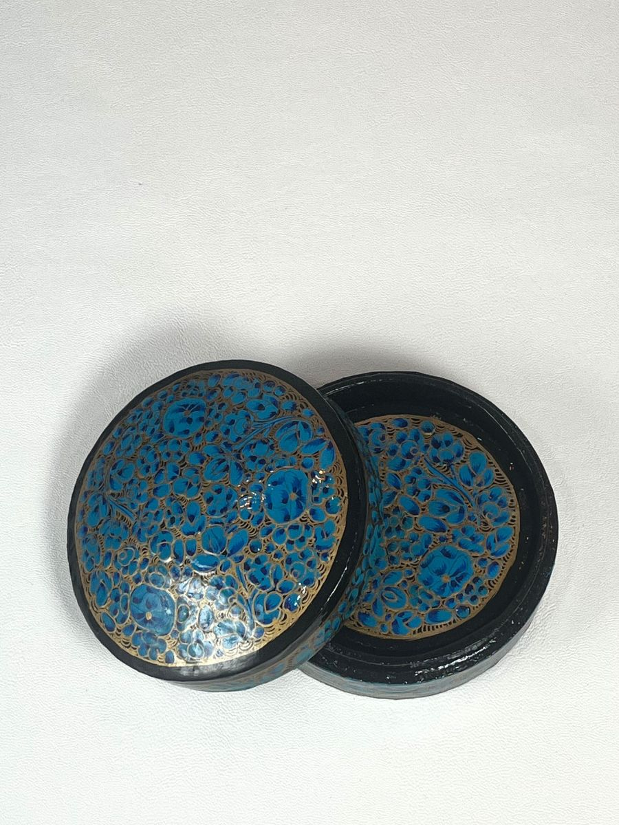 Blue Floret Handmade Paper Mache Coaster Box - KaarKash