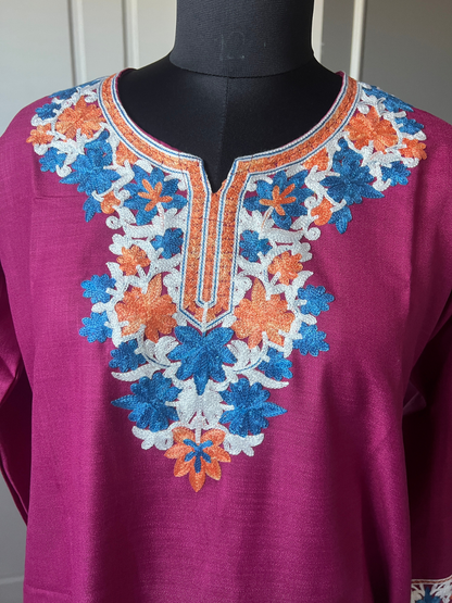 Kashmir Aari cotton Co-Ord Set | Plum