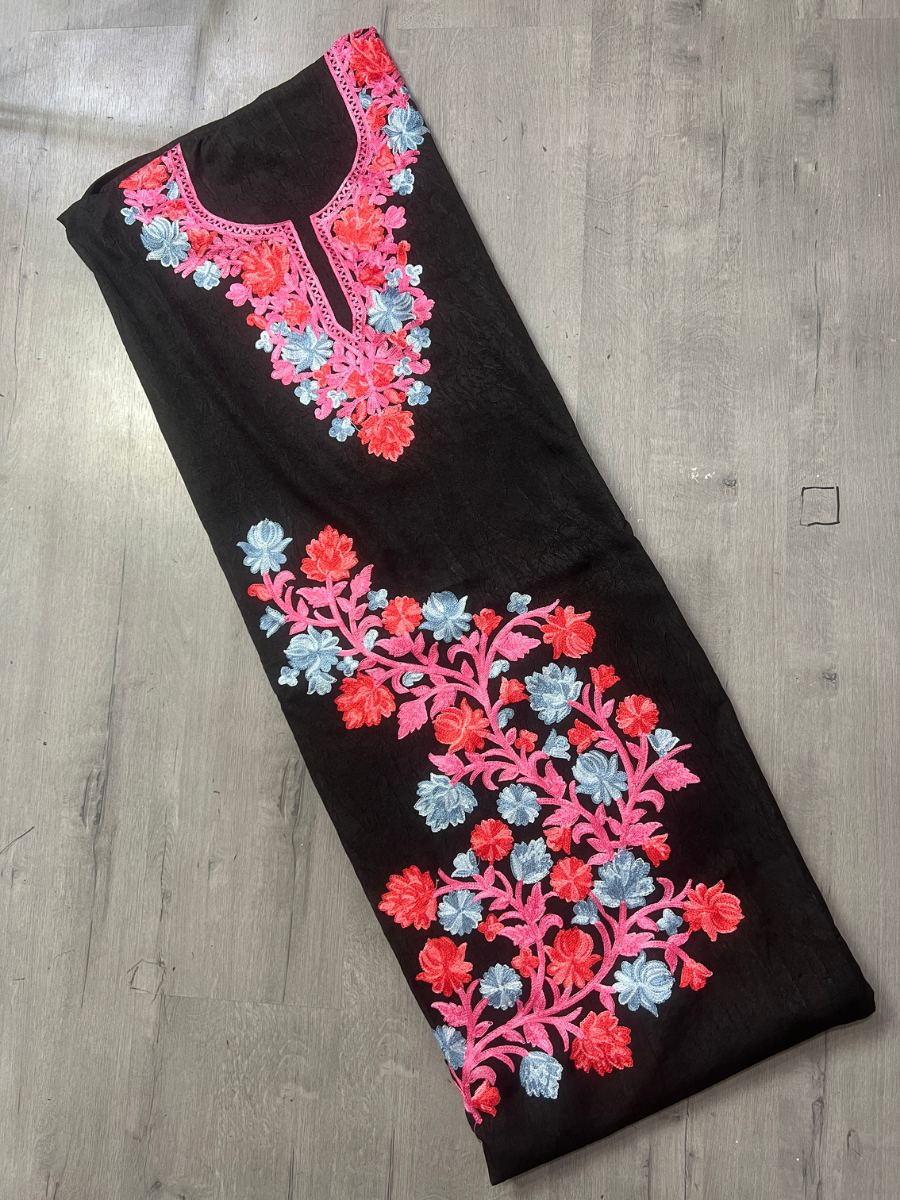 Gul Kashmiri Aari 2 Piece Unstitched Suit  |  Ebony