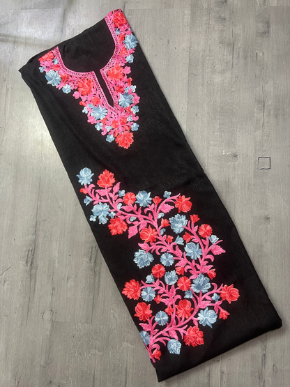 Gul Kashmiri Aari 2 Piece Unstitched Suit  |  Ebony