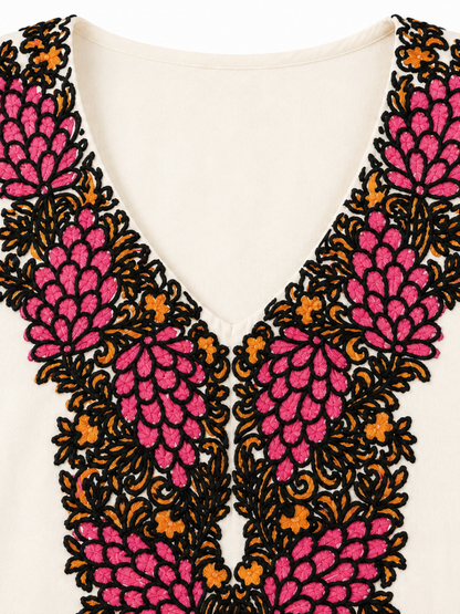 Noor : Aari embroidery summer kurti | Light Gray