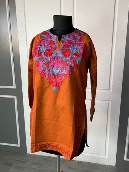 Noor : Aari embroidery summer kurti | Brown