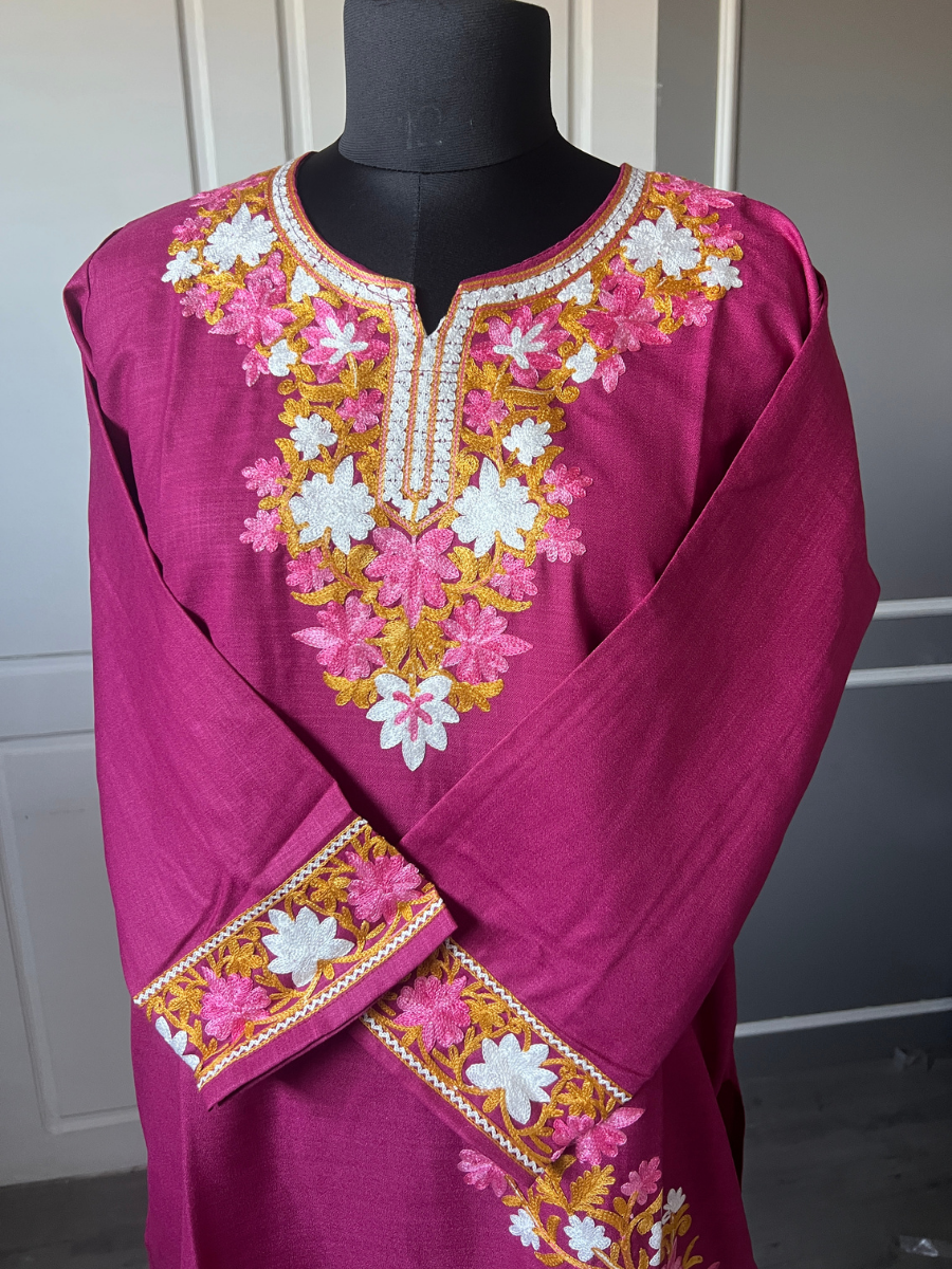 Kashmir Aari cotton Co-Ord Set | Plum