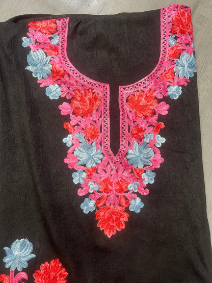 Gul Kashmiri Aari 2 Piece Unstitched Suit  |  Ebony
