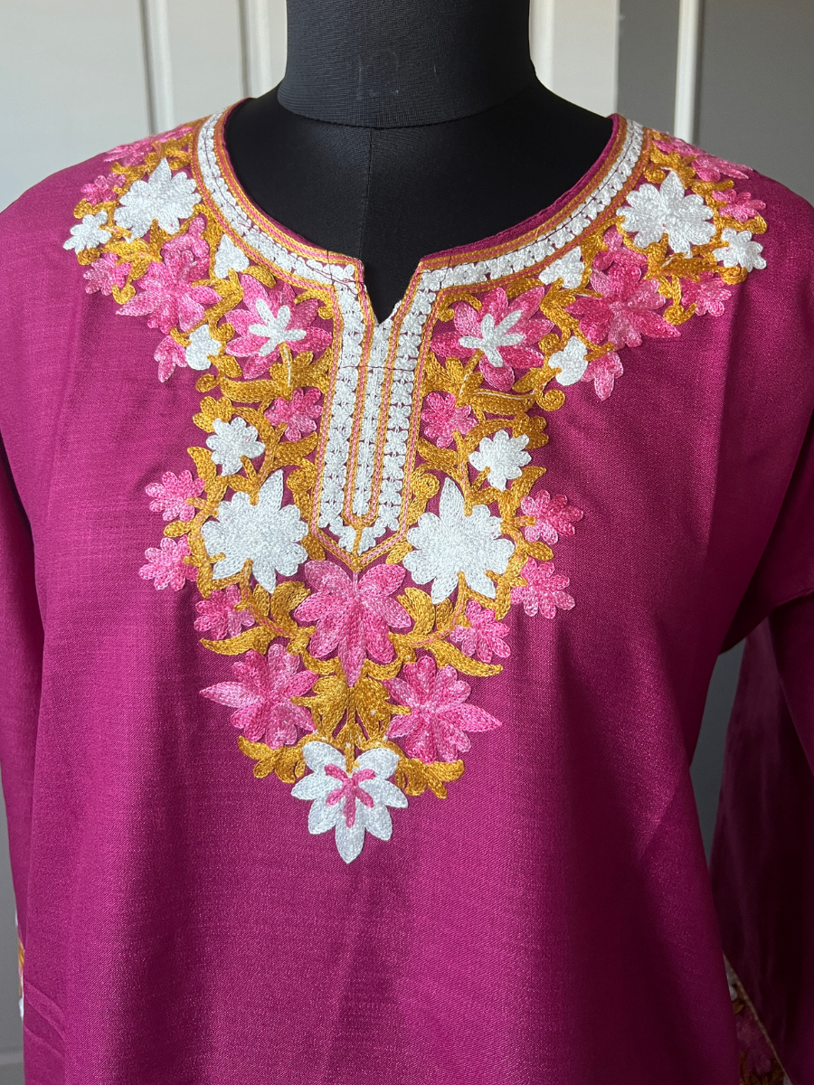 Kashmir Aari cotton Co-Ord Set | Plum