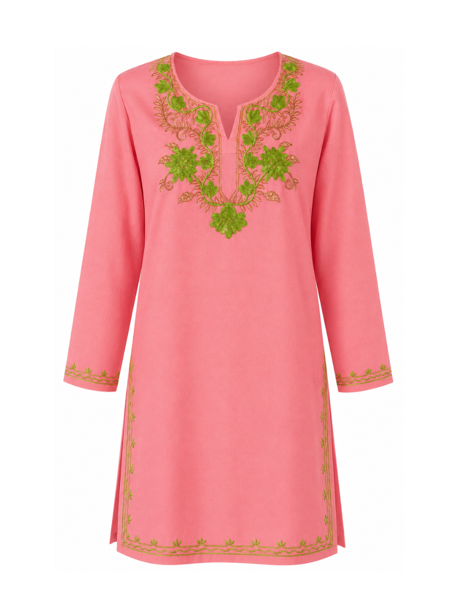 Noor : Aari embroidery summer kurti | Pink