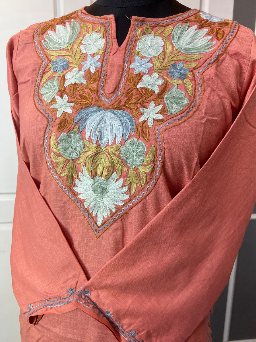 Kashmir Aari cotton Co-Ord Set | Rose Pink