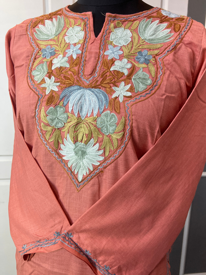 Kashmir Aari cotton Co-Ord Set | Rose Pink