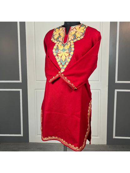 Rang-E-Chinar Red Short Woolen Kurtis