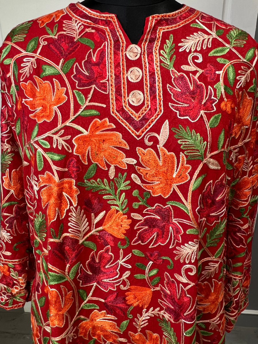 Noor : chinar embroidery summer kurti | Light Gray