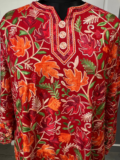 Noor : chinar embroidery summer kurti | Light Gray