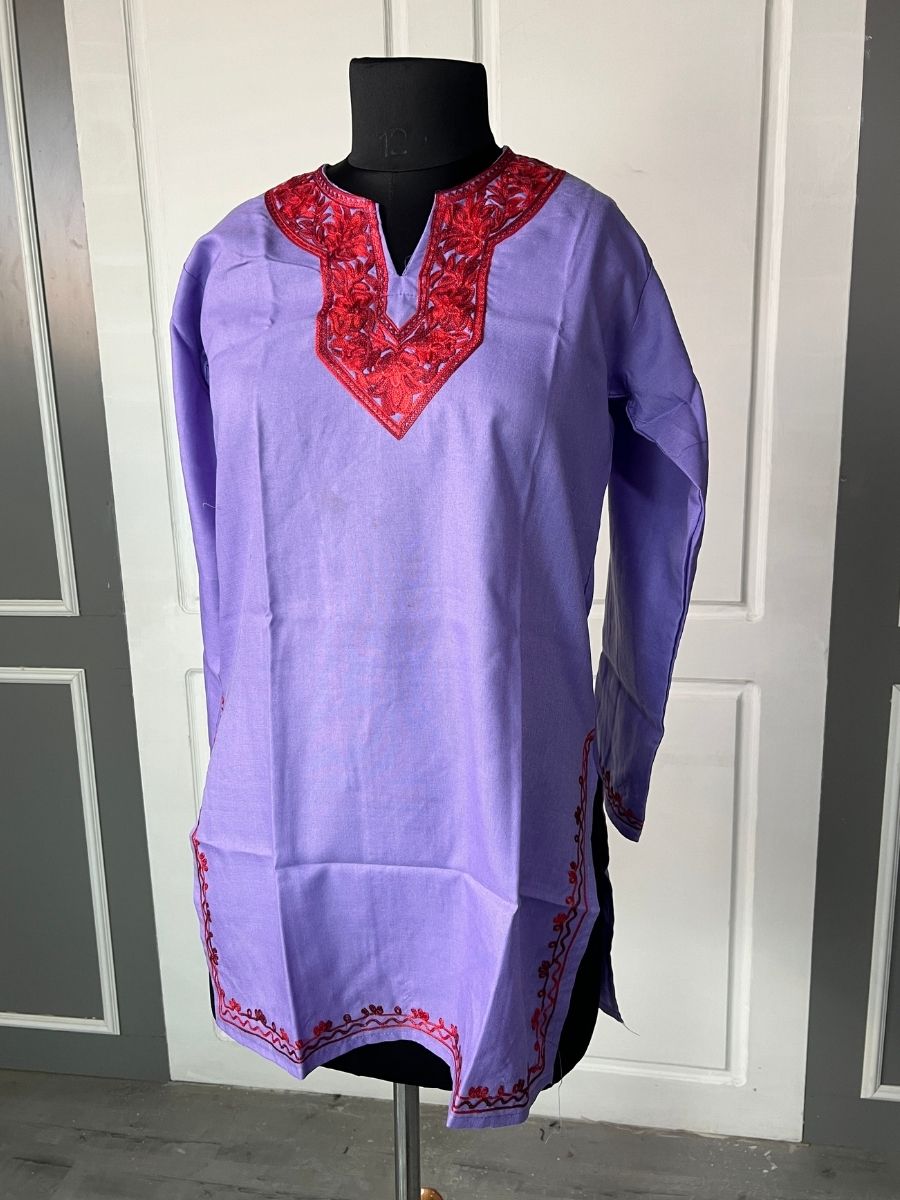 Noor : Aari embroidery summer kurti | Lavender