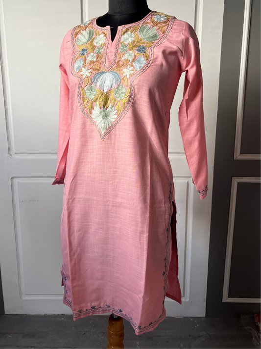 Kashmir Aari cotton Co-Ord Set | Vintage Pink