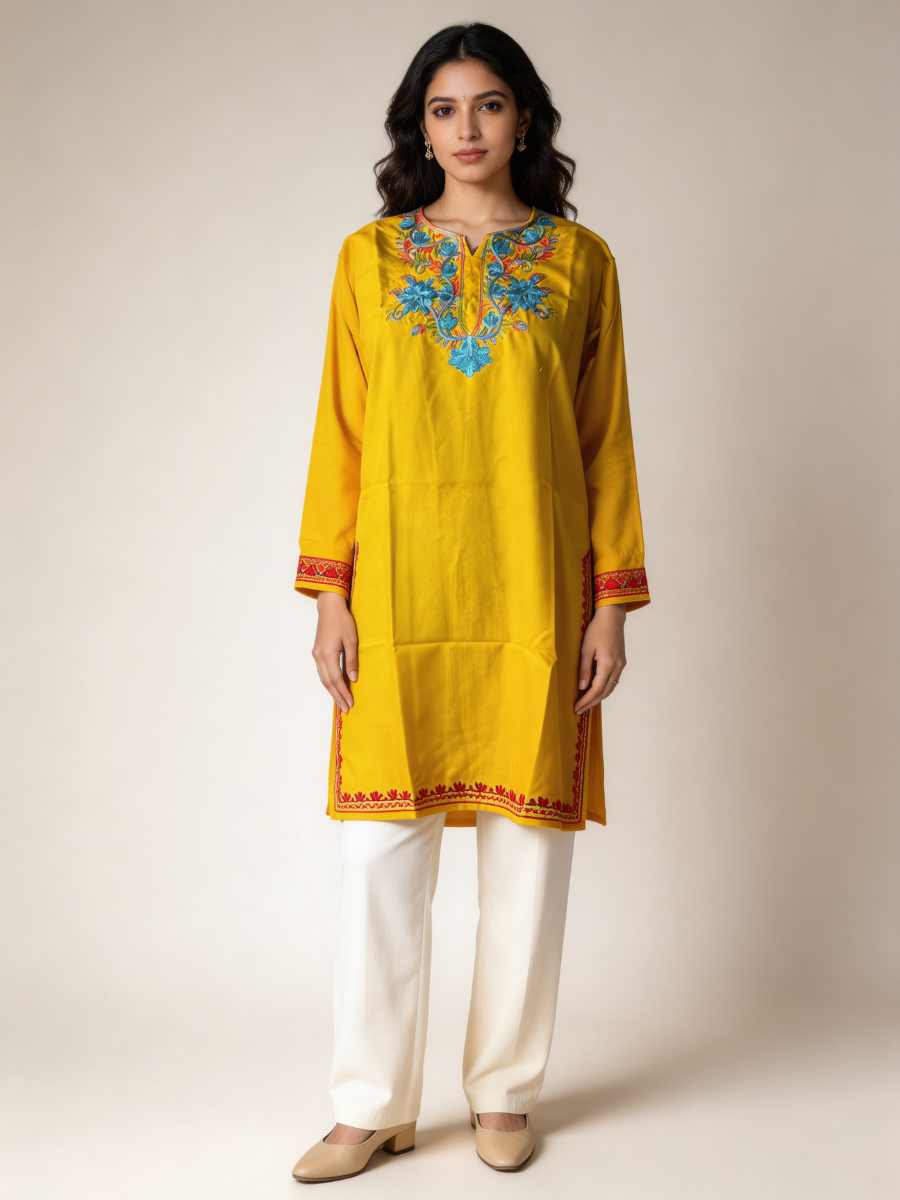 Noor : Aari embroidery summer kurti | Gold