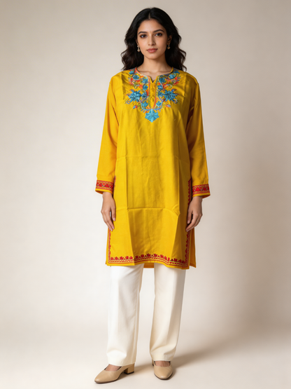 Noor : Aari embroidery summer kurti | Gold
