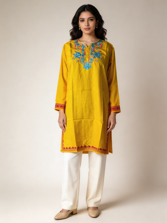 Noor : Aari embroidery summer kurti | Gold