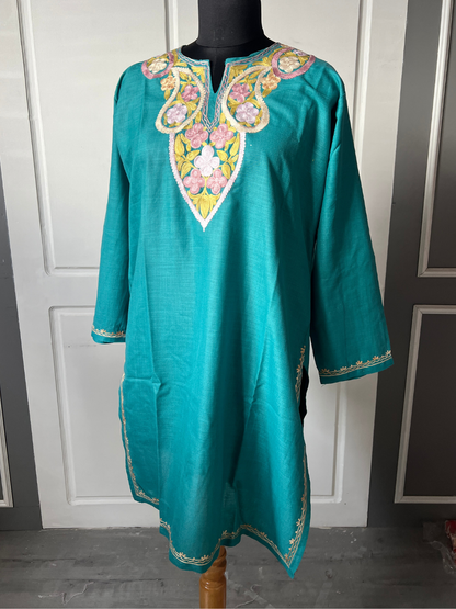 Kashmir Aari cotton Co-Ord Set | Dark Teal