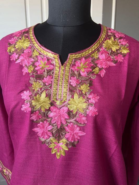 Kashmir Aari cotton Co-Ord Set | Plum