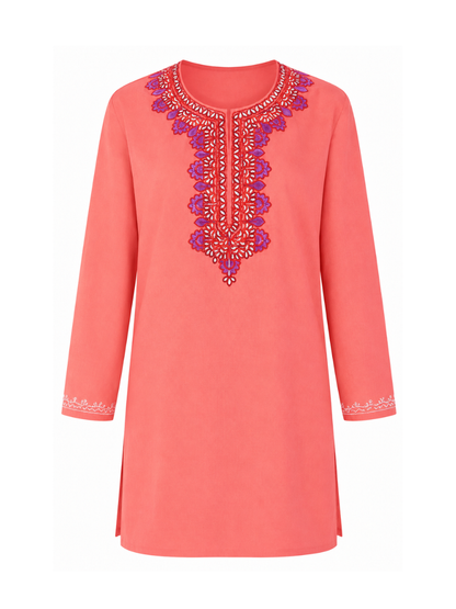 Noor : Aari embroidery summer kurti | Pink