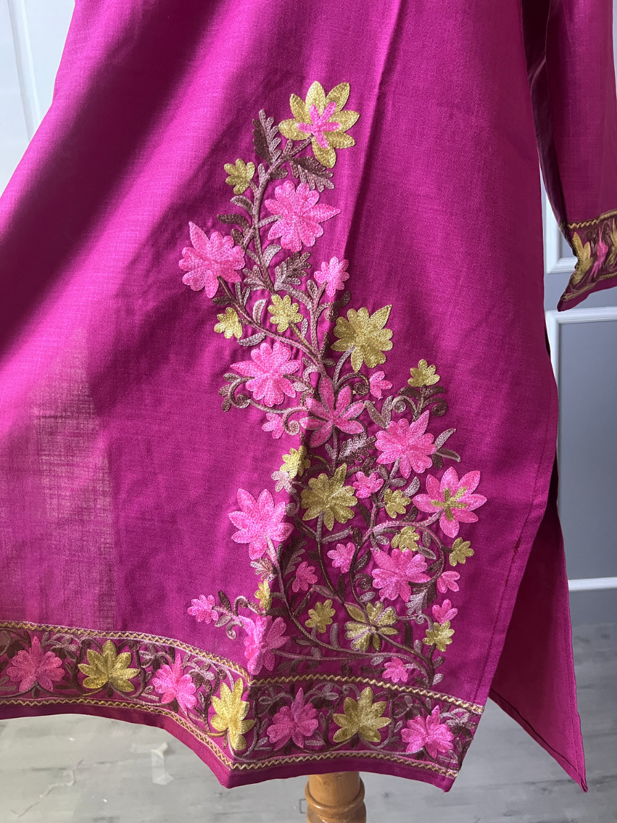 Kashmir Aari cotton Co-Ord Set | Plum