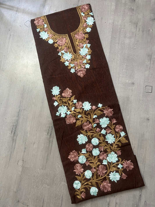 Gul Kashmiri Aari 2 Piece Unstitched Suit  |  Grayish Brown