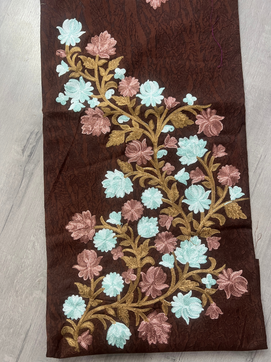 Gul Kashmiri Aari 2 Piece Unstitched Suit  |  Grayish Brown