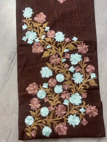 Gul Kashmiri Aari 2 Piece Unstitched Suit  |  Grayish Brown