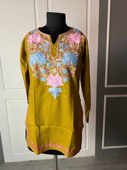 Noor : Aari embroidery summer kurti | Gold