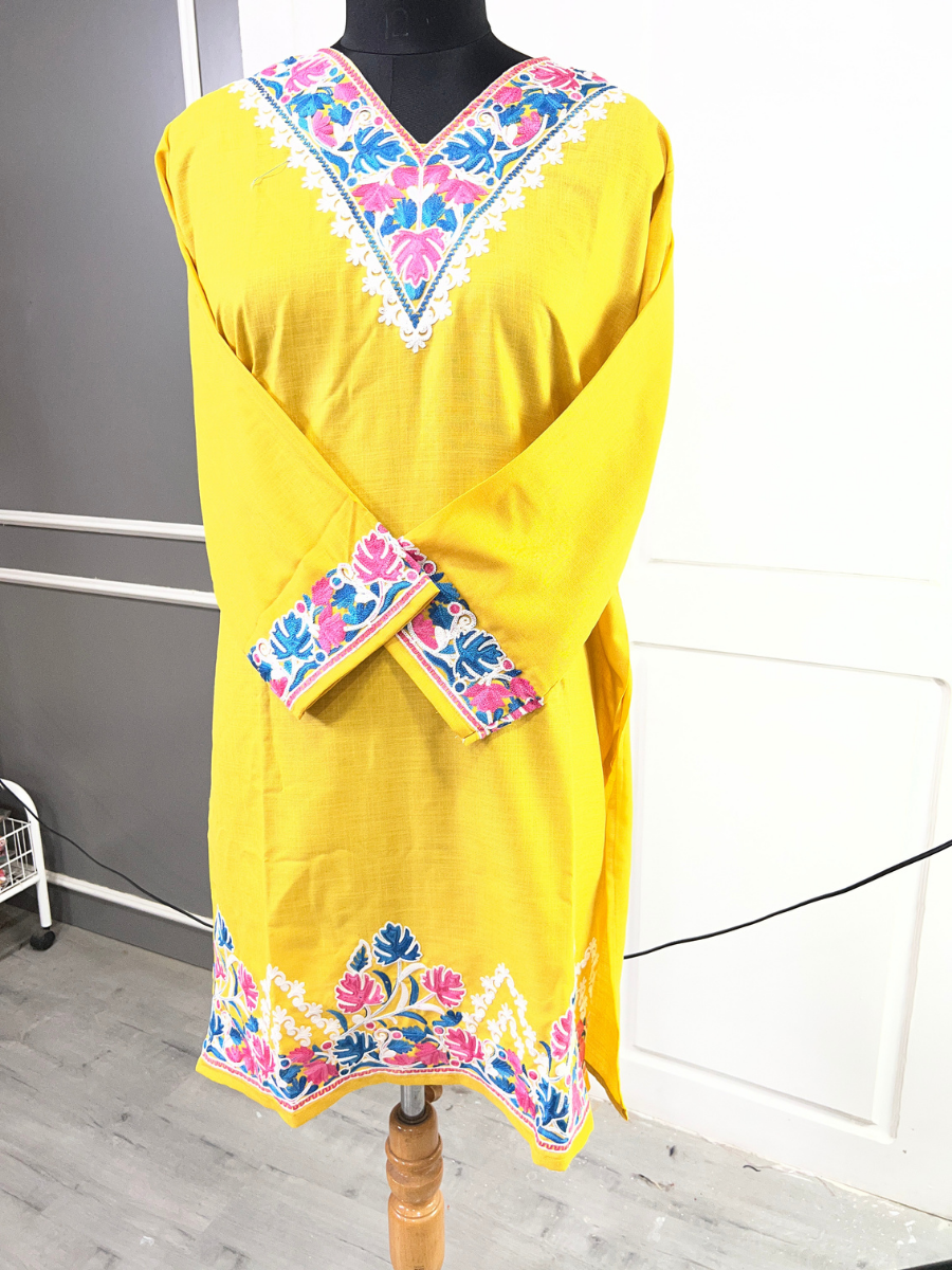 Noor : Aari embroidery summer Co-Ord Set | Gold