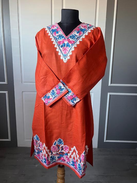 Kashmir Aari cotton Co-Ord Set | Sassy Salmon