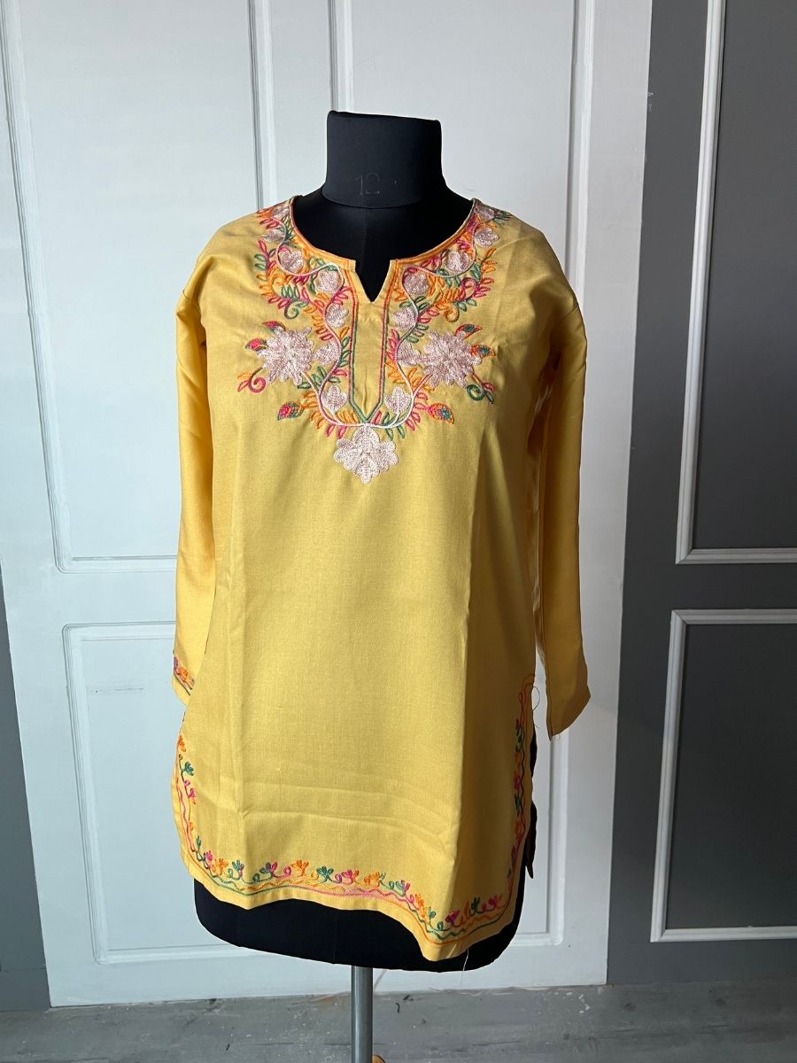 Noor : Aari embroidery summer kurti | Gold