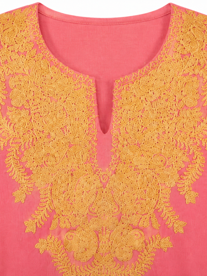 Noor : Aari embroidery summer kurti | Pink