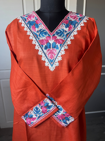 Kashmir Aari cotton Co-Ord Set | Sassy Salmon