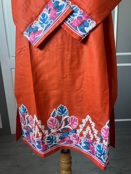 Kashmir Aari cotton Co-Ord Set | Sassy Salmon