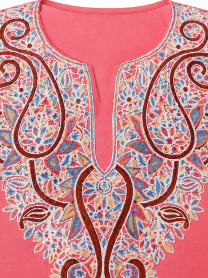 Noor : Aari embroidery summer kurti | Pink