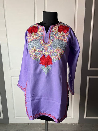 Noor : Aari embroidery summer kurti | Lavender